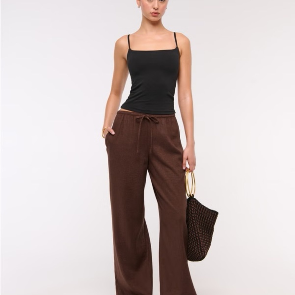 Abercrombie & Fitch Linen Blend Pull on Pant Brown